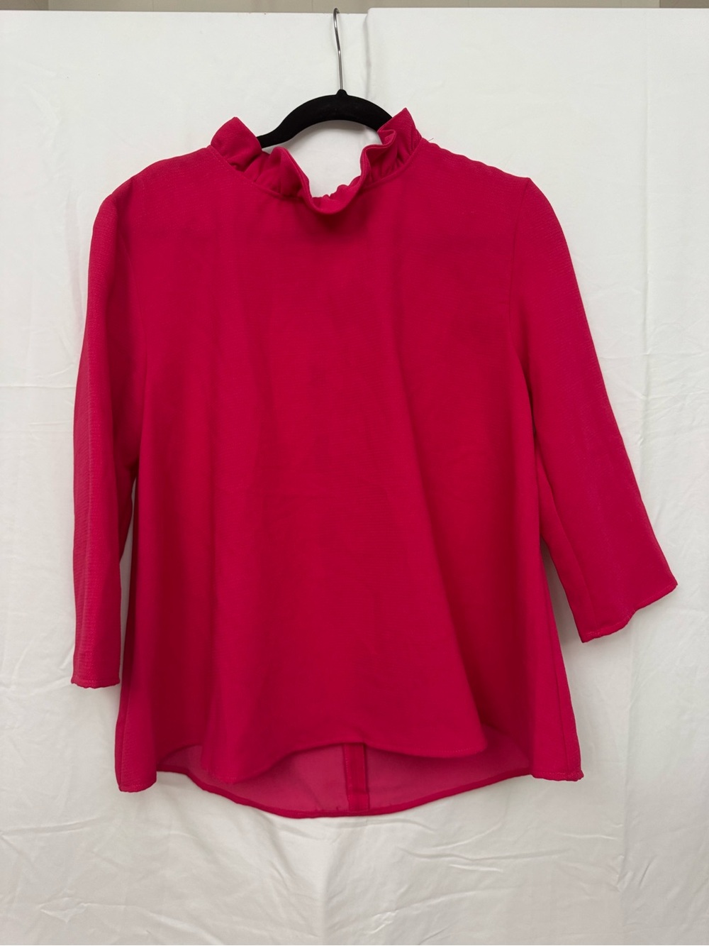 Pomander Palace by Tuckernuck Ruffle Tie Neck Blouse in Hot Pink